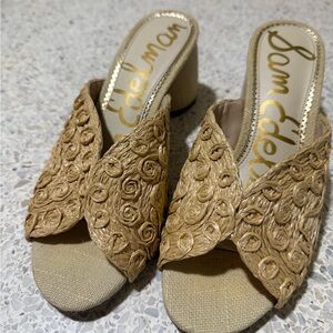 🔥 Closet Sale! Sam Edelman Tan Mules with Intricate Design